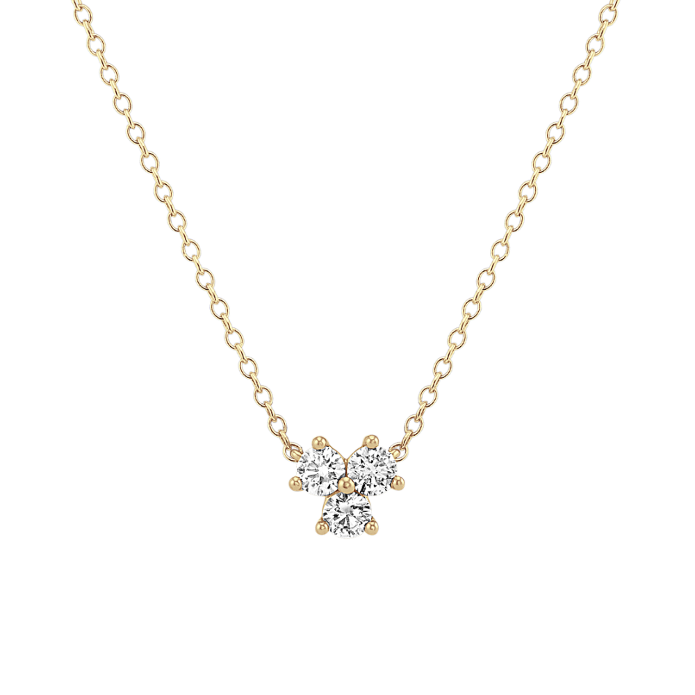 ThreeStone Natural Diamond Necklace in 14k Yellow Gold (18 in) Shane Co.