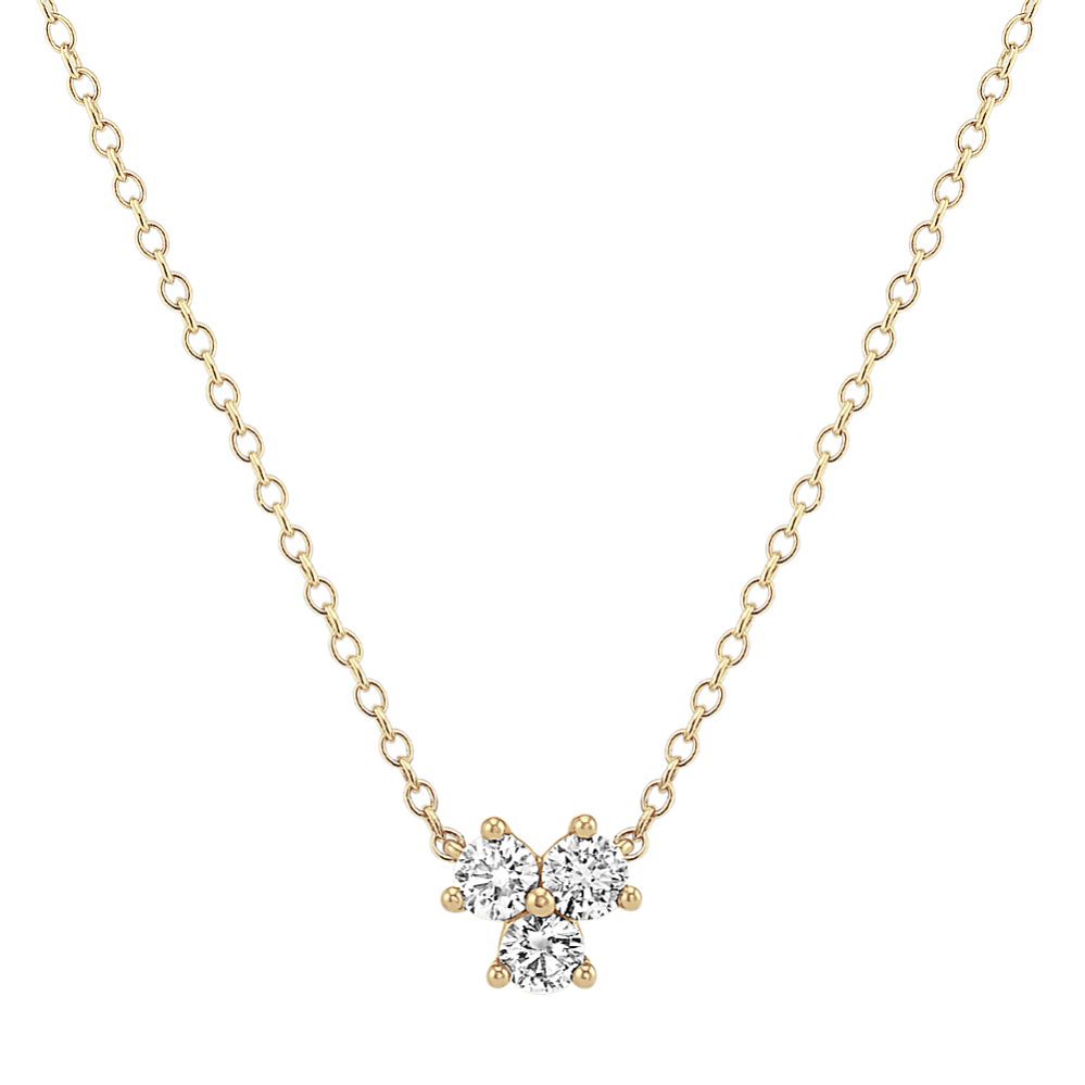 Three-Stone Diamond Necklace in 14k Yellow Gold (18 in)
