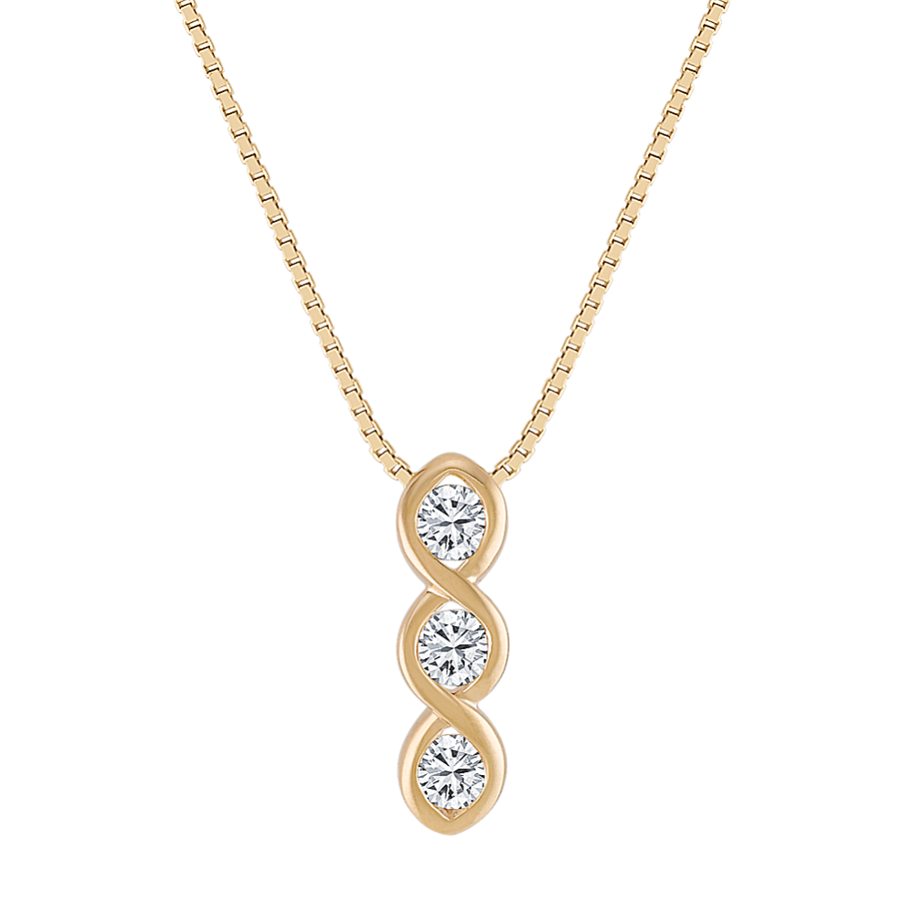 Three-Stone Diamond Pendant with Bezel Setting (18 in)