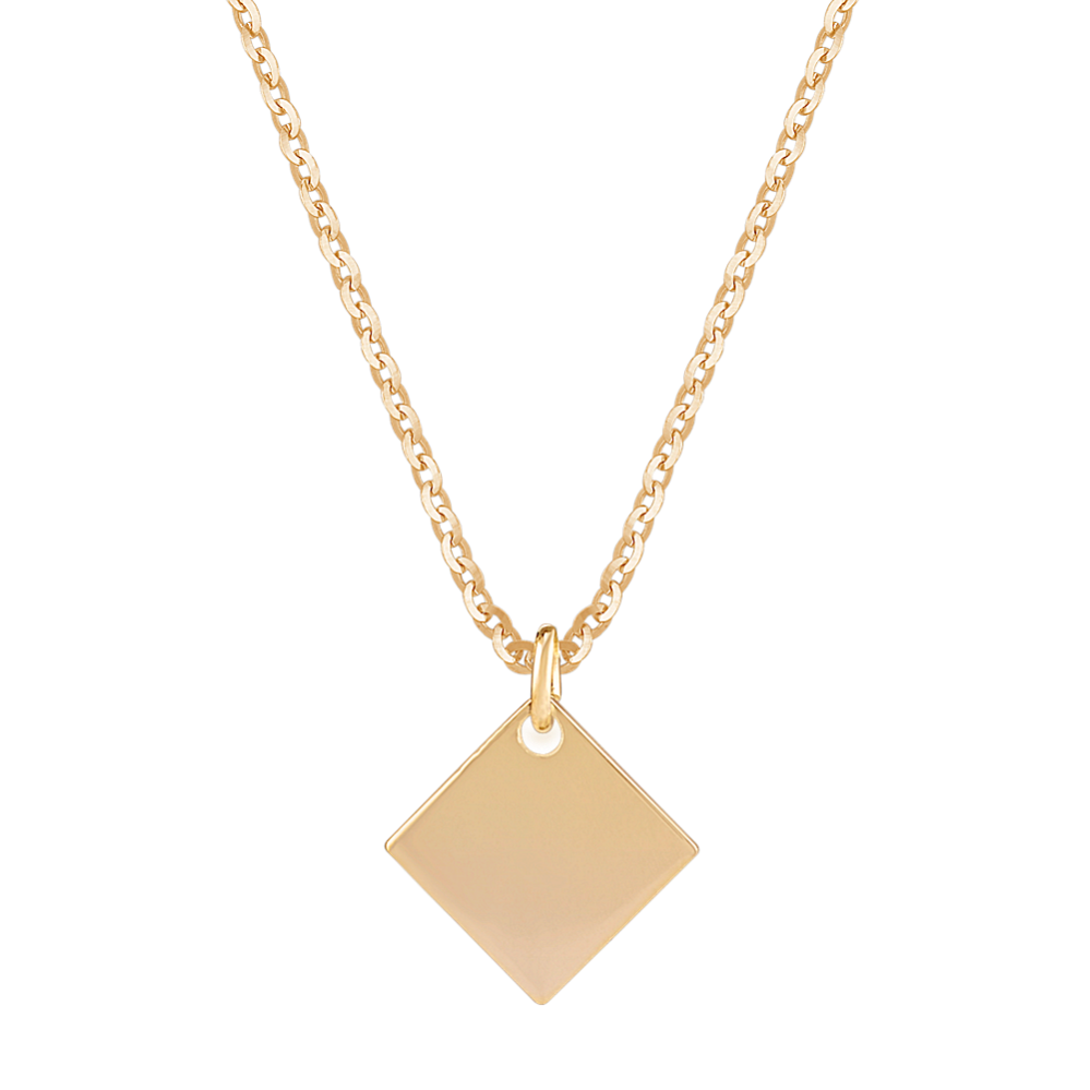Tilted Square Pendant in 14k Yellow Gold (18 in)