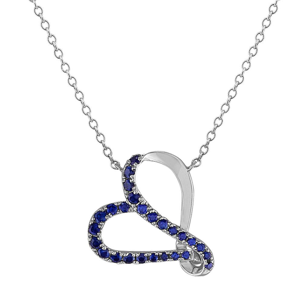 Traditional Blue Sapphire Infinity Heart Necklace (18 in)