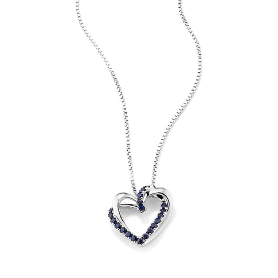 diamond and blue sapphire heart pendant