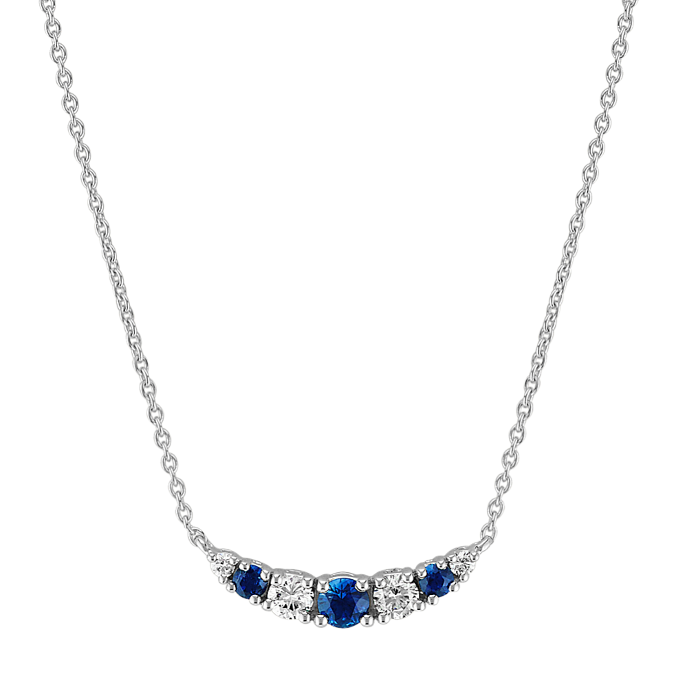 Traditional Blue Sapphire and Diamond Necklace (16'')