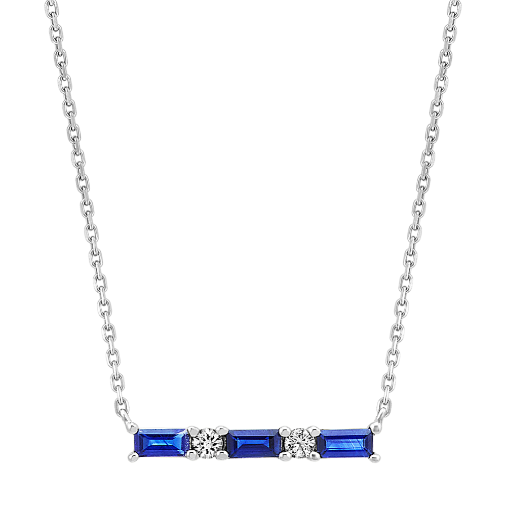 Blue & White Sapphire Bar Necklace