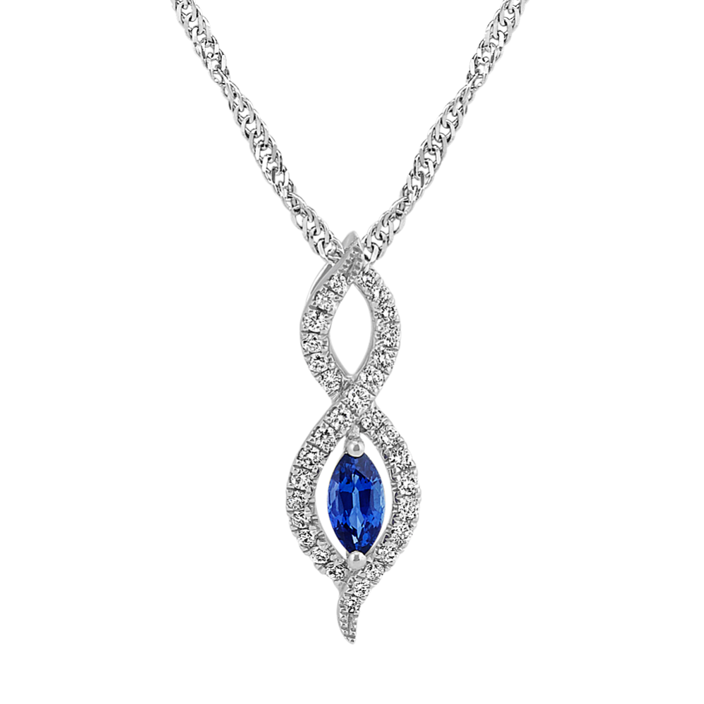 Traditional Sapphire and Diamond Infinity Pendant (18 in)