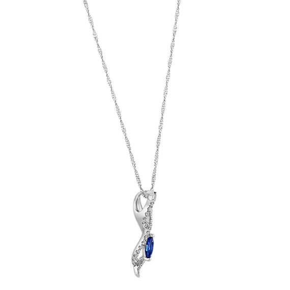 Traditional Sapphire and Diamond Infinity Pendant (18 in) | Shane Co.