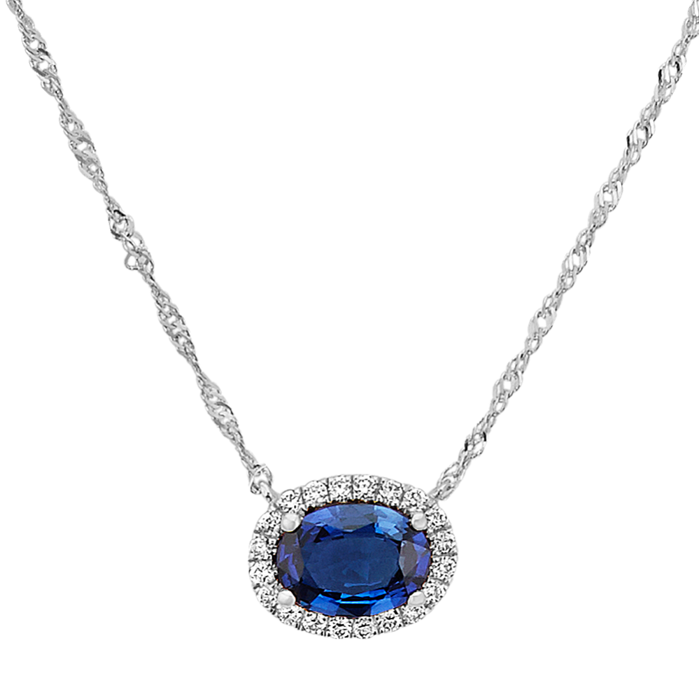 Traditional Sapphire and Diamond Necklace (18 in)