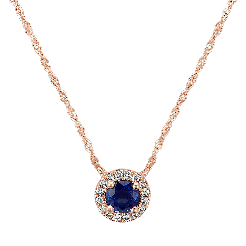 Traditional Sapphire and Diamond Necklace (18 in)