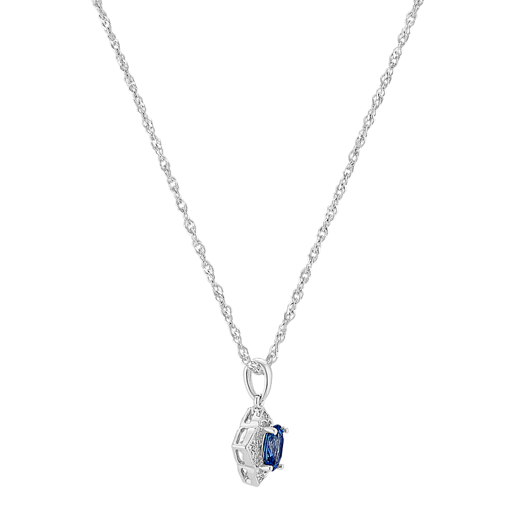 Traditional Sapphire and Diamond Pendant (18 in) | Shane Co.