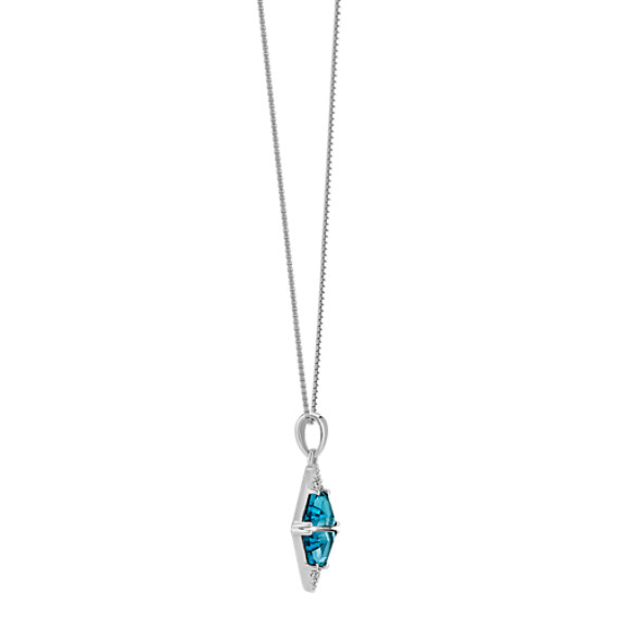 Tzoid London Blue Topaz And Diamond Pendant In Sterling Silver Tap To Zoom Thumbnail