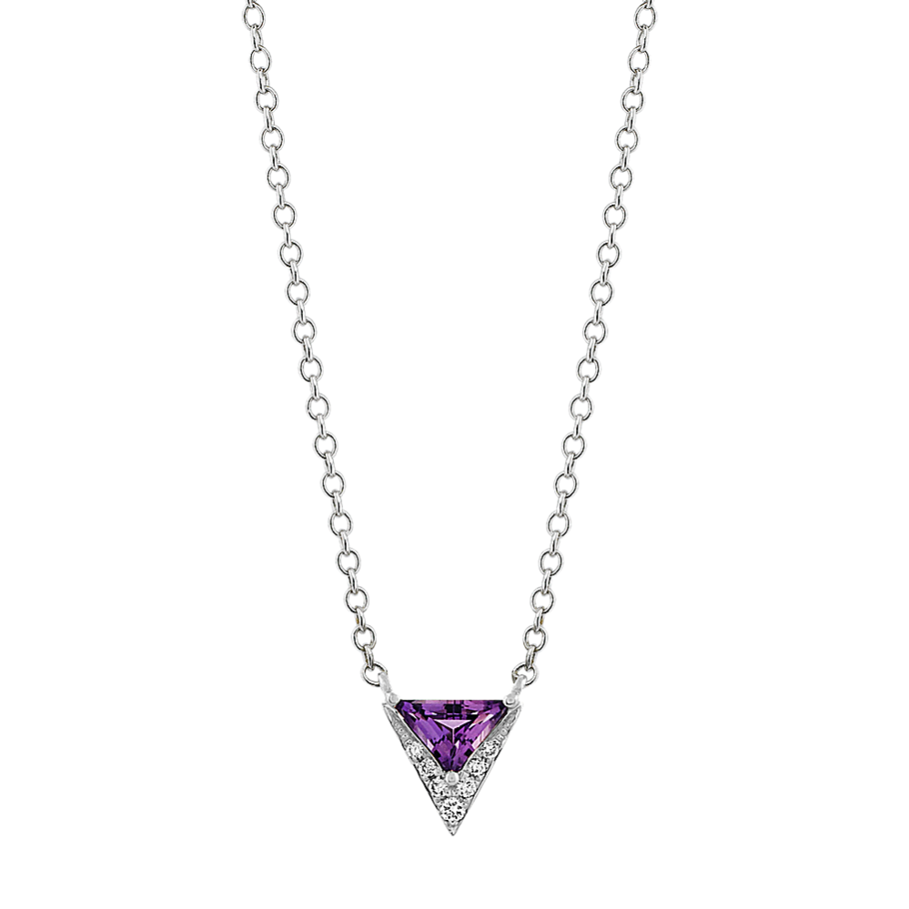 Trapezoid Amethyst and Diamond Necklace (18 in)