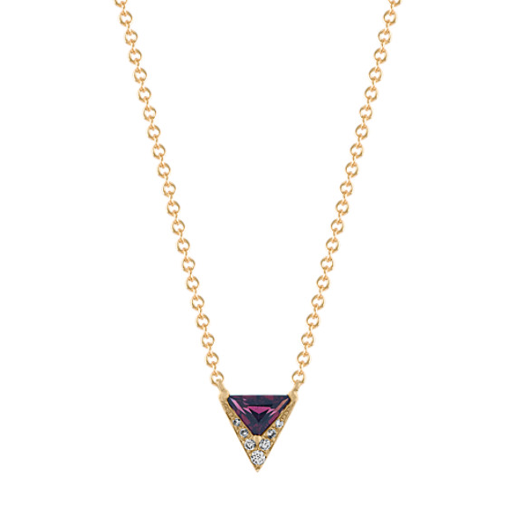 Trapezoid Purple Garnet and Diamond Necklace (18 in)