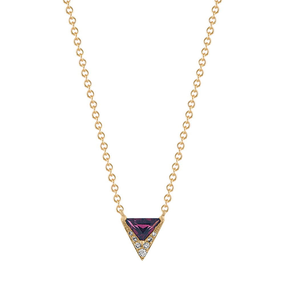 Trapezoid Purple Garnet and Diamond Necklace (18'')