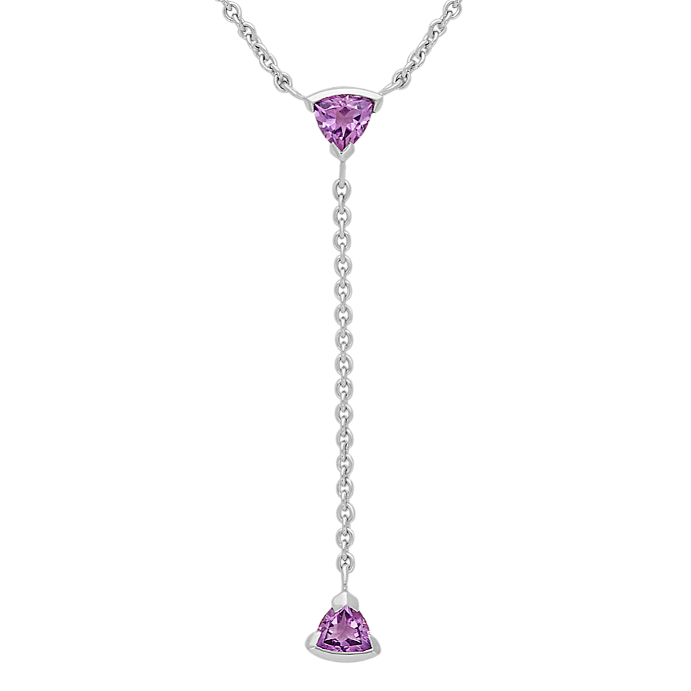 Trillion Amethyst Y Necklace in Sterling Silver (18 in)