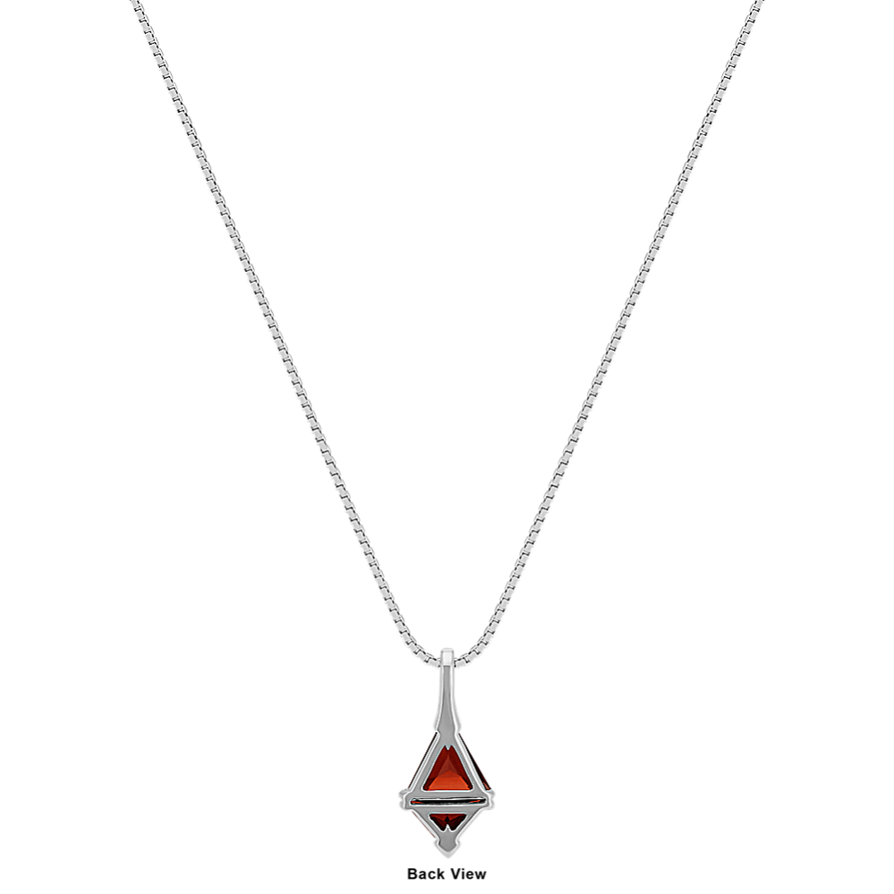 Sterling Silver Trillion Garnet And Diamond Pendant Sterling Silver Trillion Garnet And Diamond Pendant