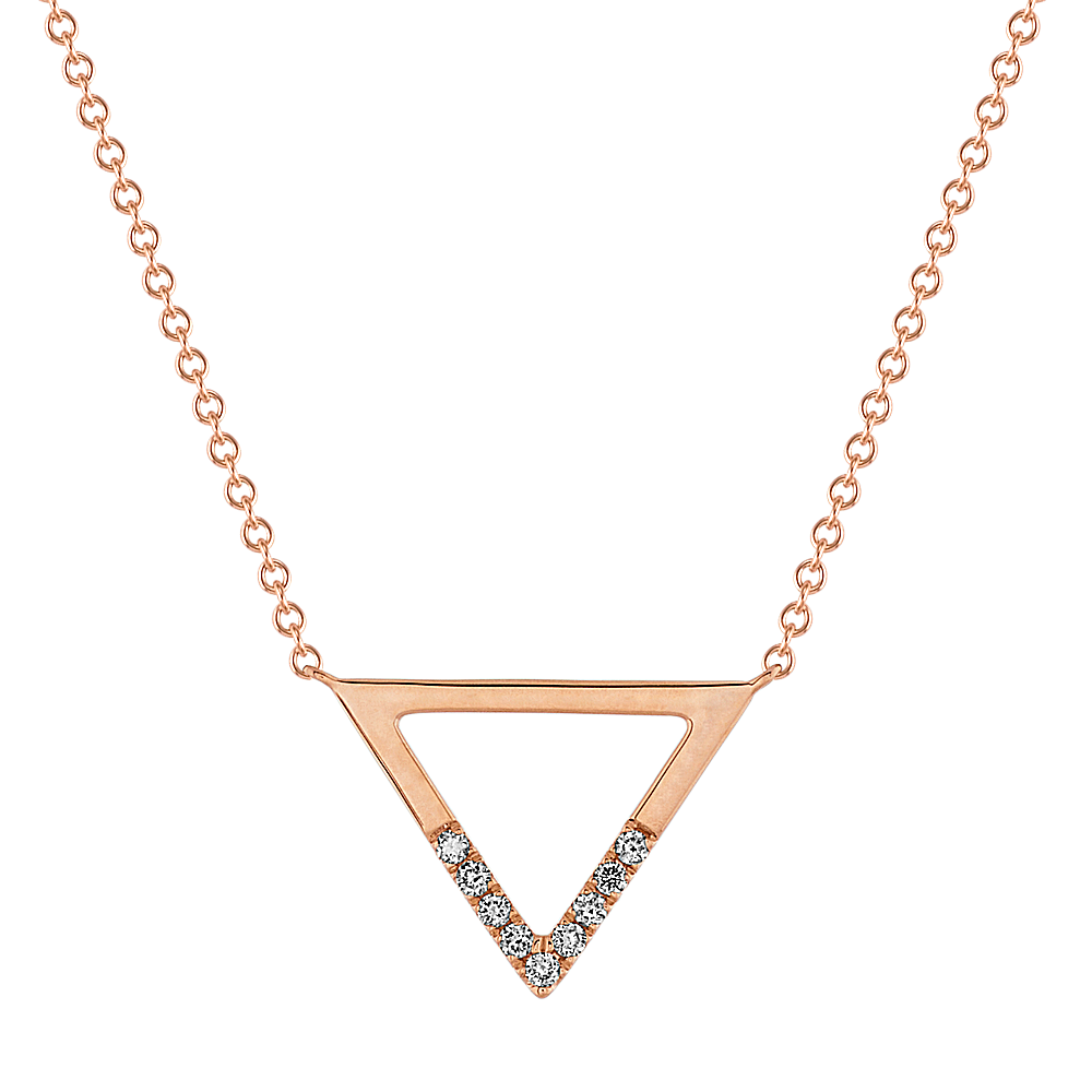 Trilogy Diamond Necklace in 14k Rose Gold (18 in) | Shane Co.