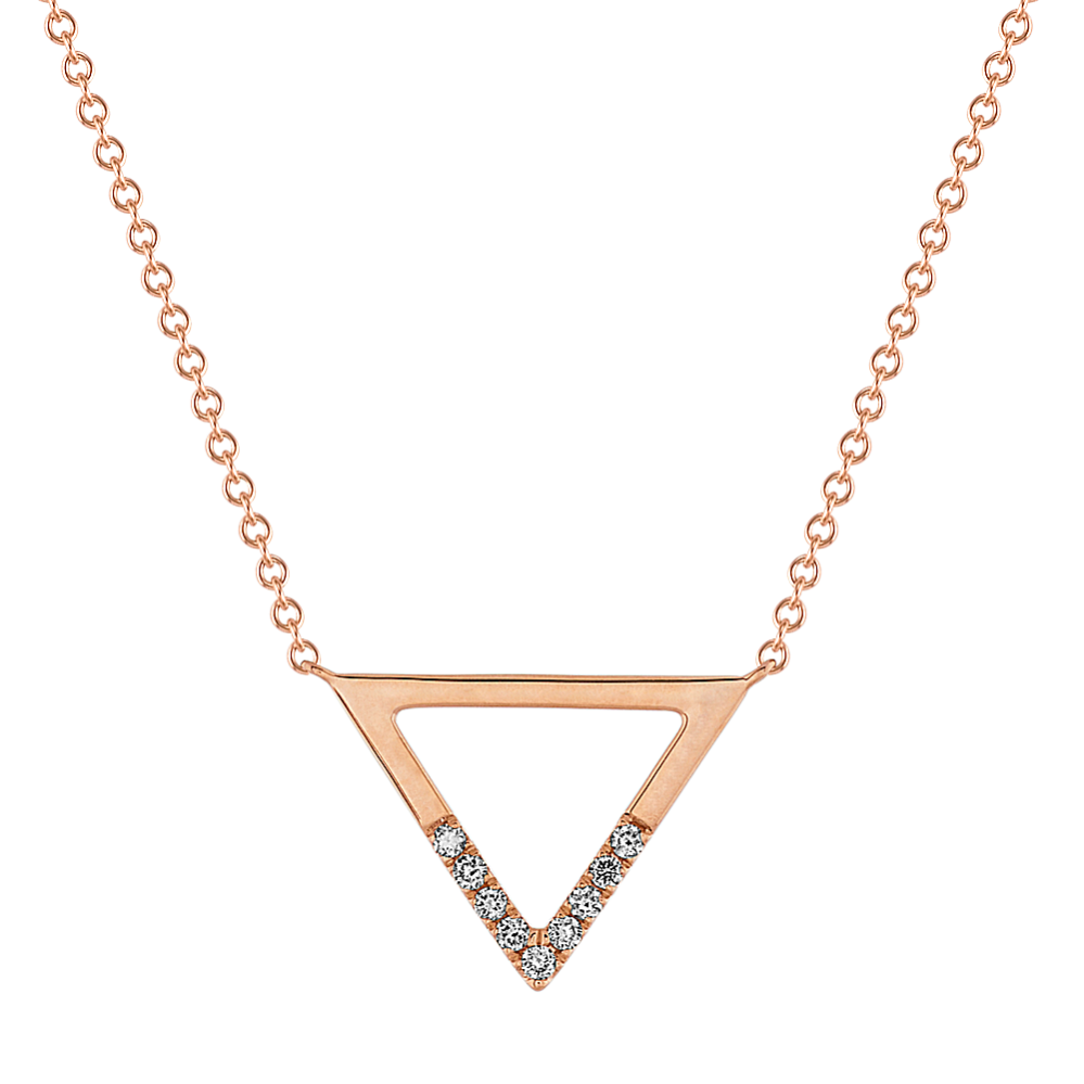 Trilogy Diamond Necklace in 14k Rose Gold (18'')