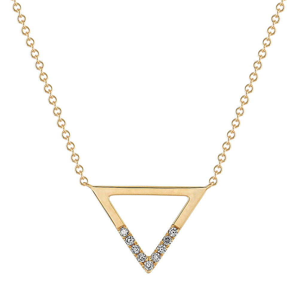 Trilogy Diamond Necklace in 14k Yellow Gold (18 in) | Shane Co.