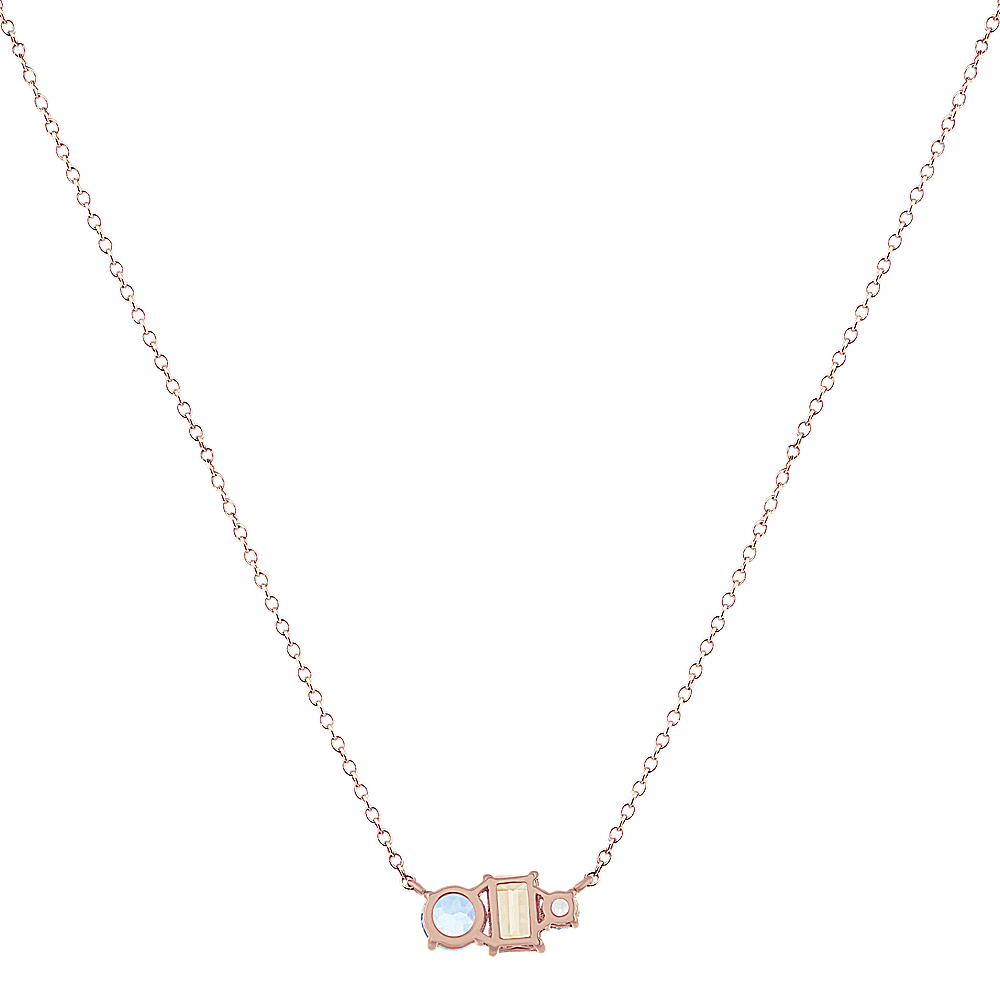 TriJewels Pink Sapphire & Natural Diamond by Yard 13 Station Necklace 0.60  ctw 14K Rose Gold. Included 18 Inches Gold Chain.