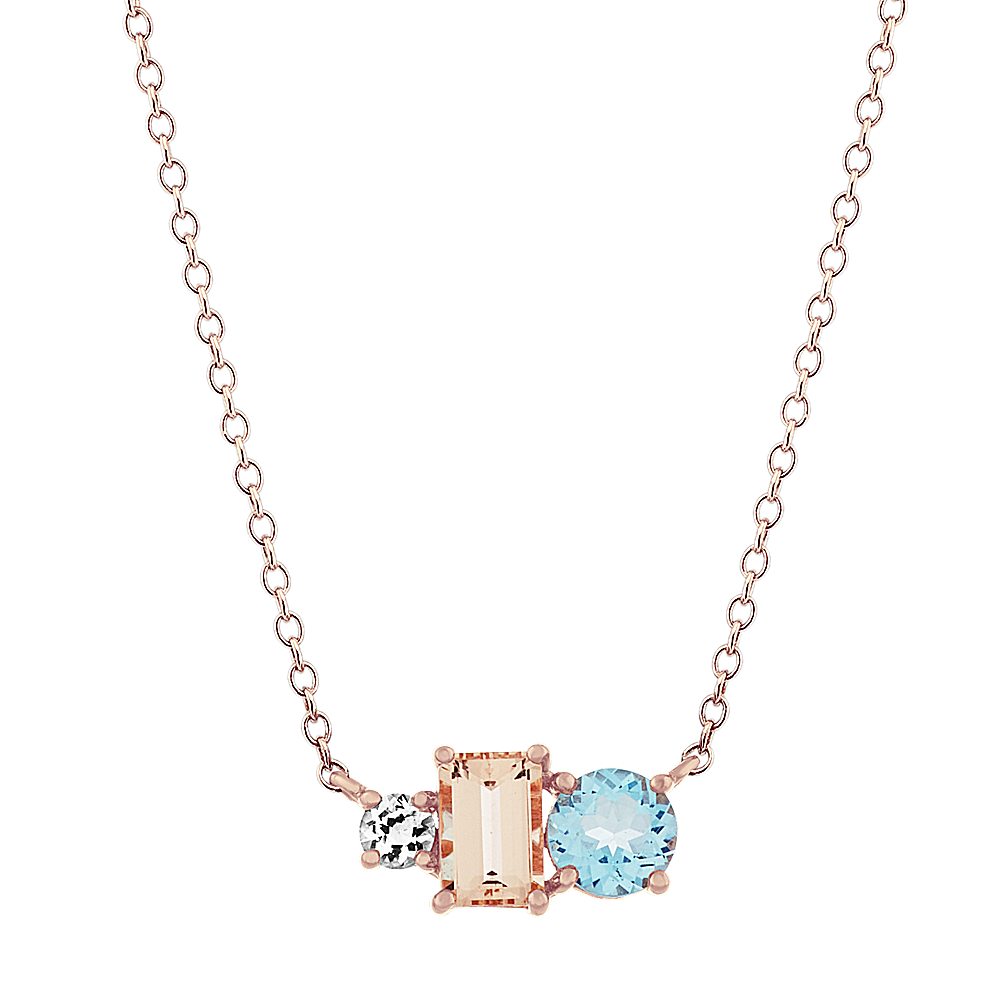 14K White Gold Ladies Love Charm Necklace .45 Ct Rose Gold