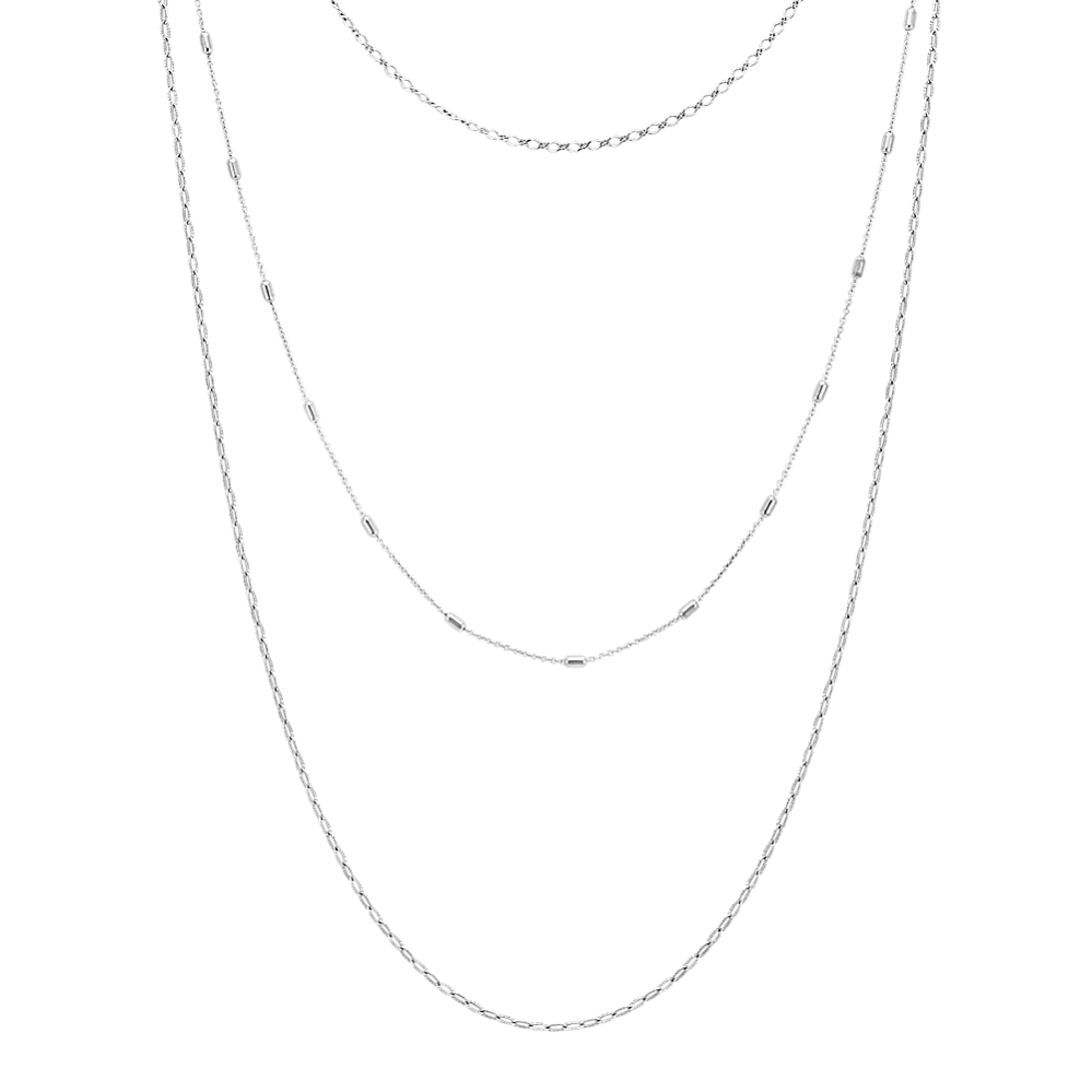 Triple Chain Necklace Set in Sterling Silver (30 in)