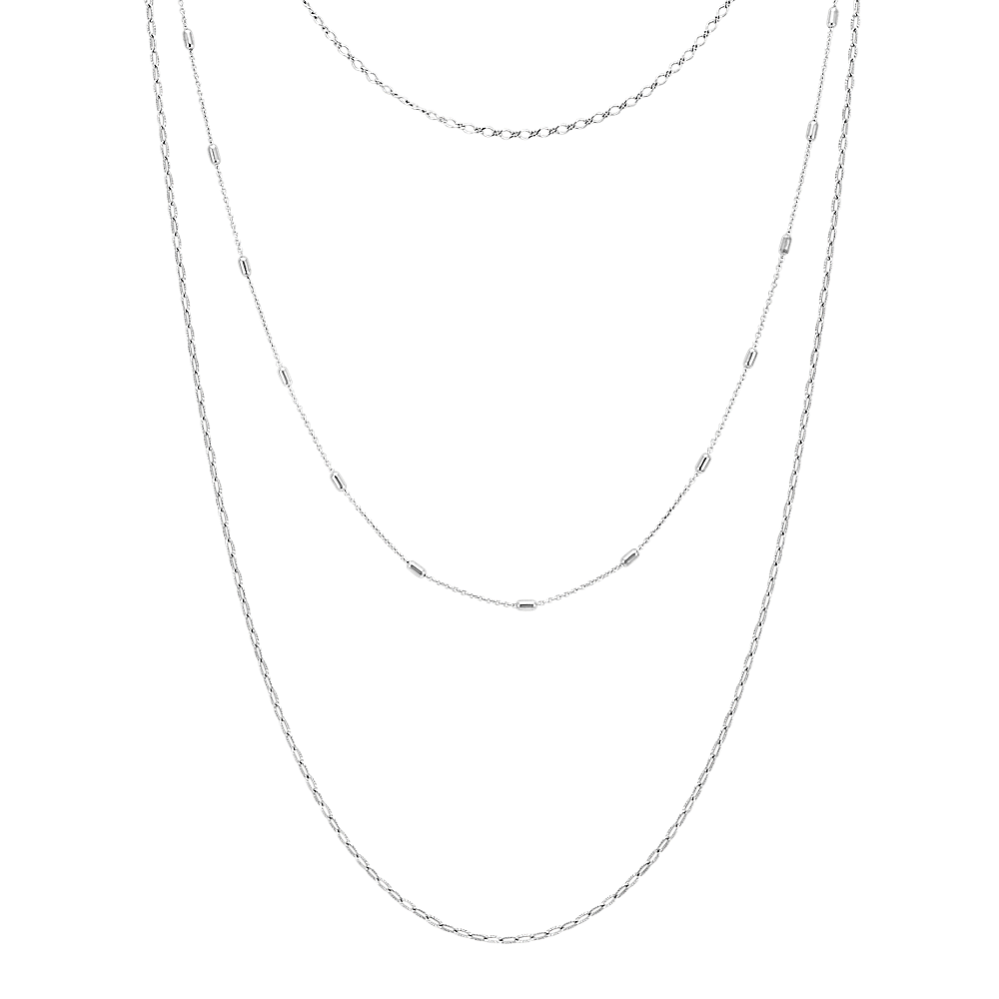 Triple Chain Necklace Set in Sterling Silver (30'')