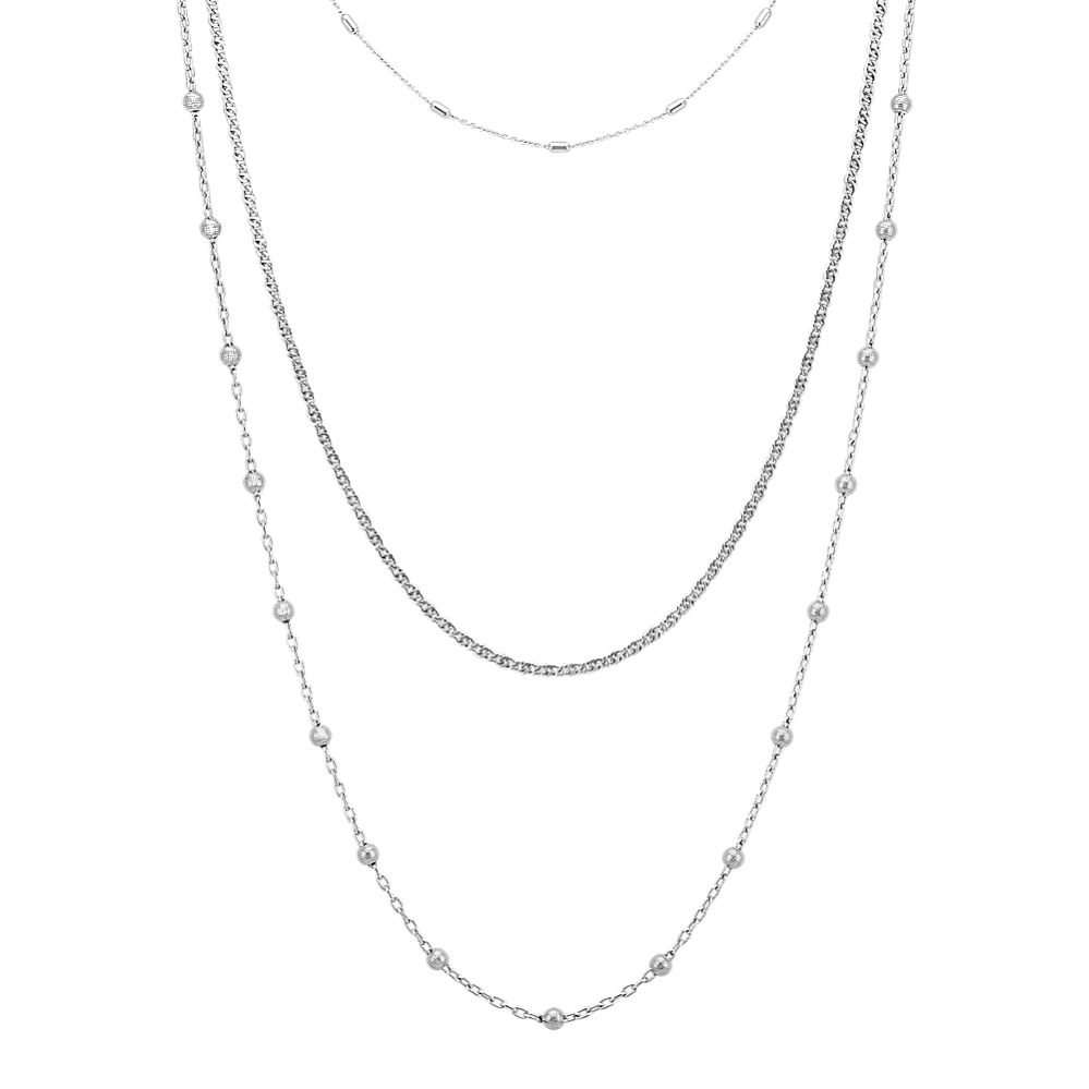 Triple Chain Necklace Set in Sterling Silver (30 in)