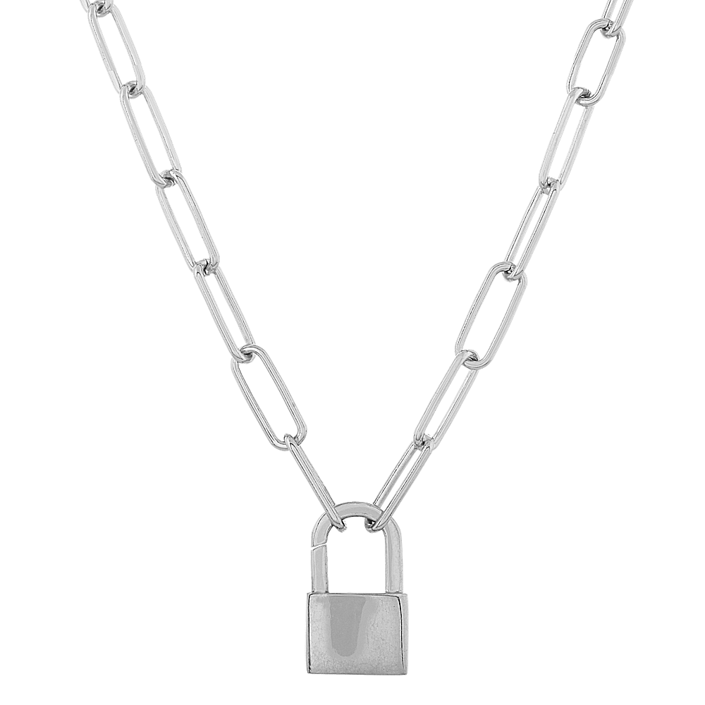 Long Link Padlock Chain Necklace