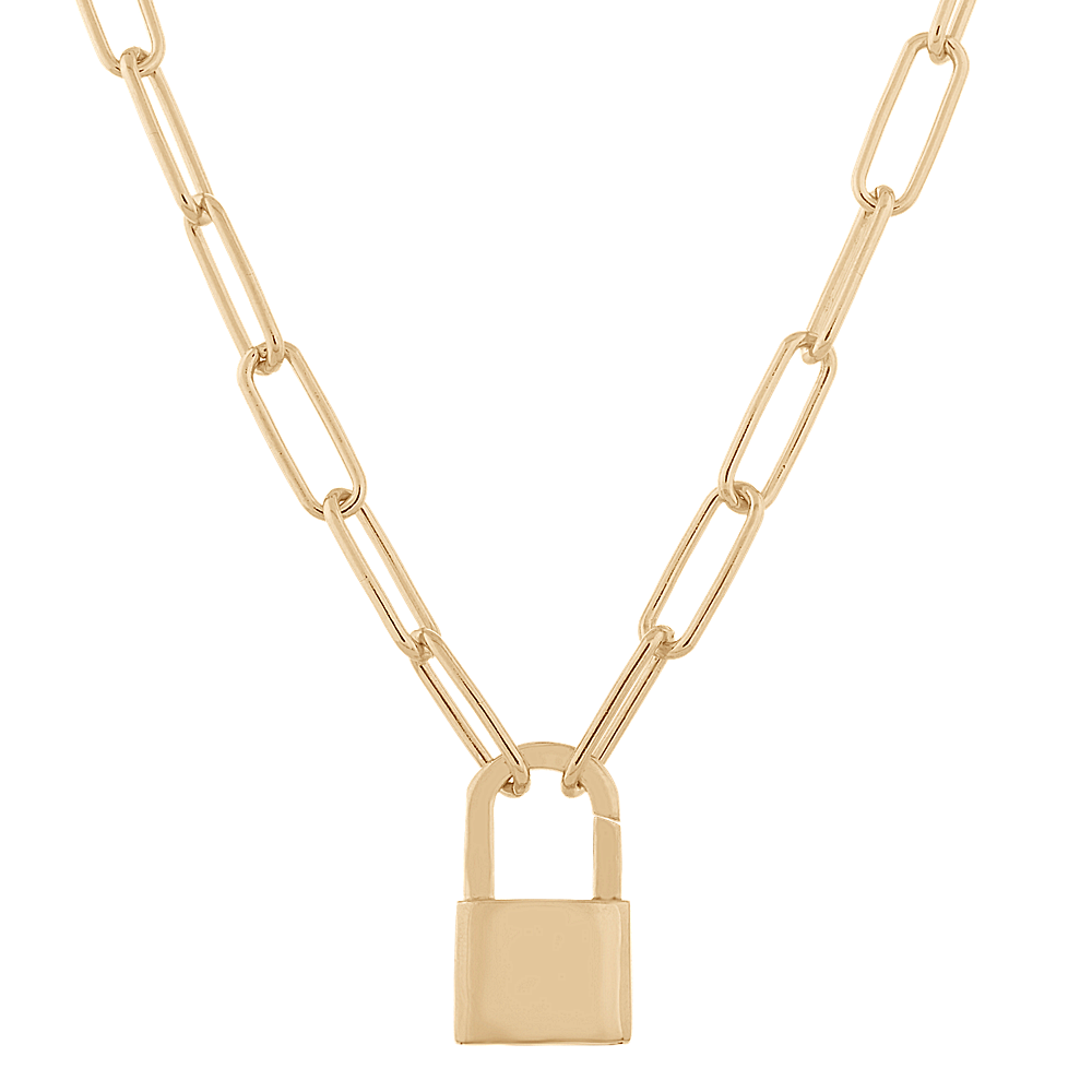 Turner Lock Necklace in Vermeil 14K Yellow Gold (20 in) | Shane Co.