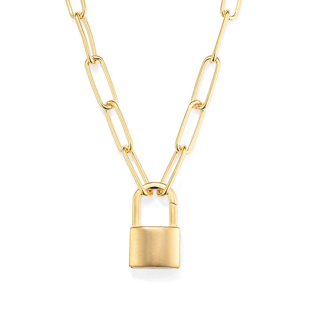 Thick chain lock on sale necklace