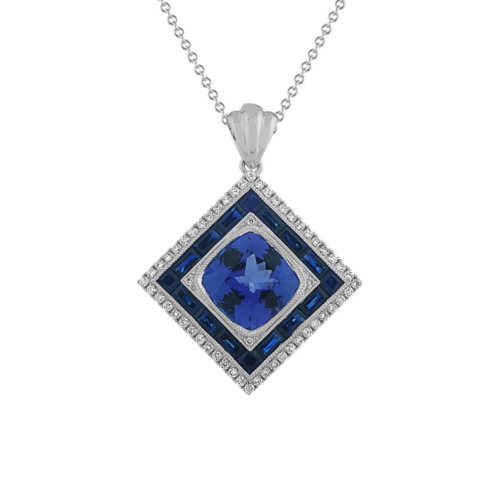 Twilight Tanzanite and Diamond Pendant (18'')