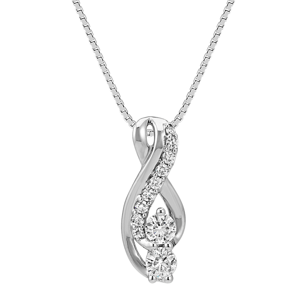 Two-Stone Round Diamond Swirl Pendant (18'')