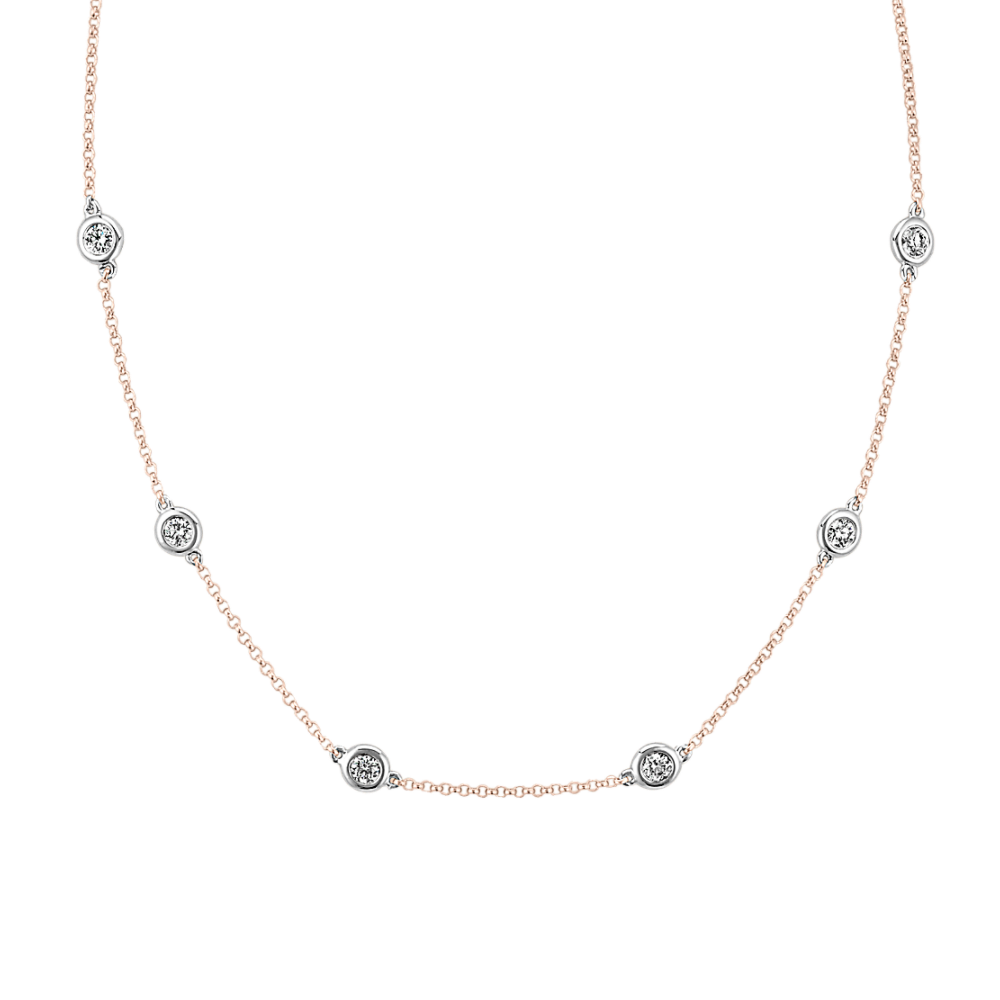 Two-Tone Bezel-Set Diamond Necklace (18 in) | Shane Co.