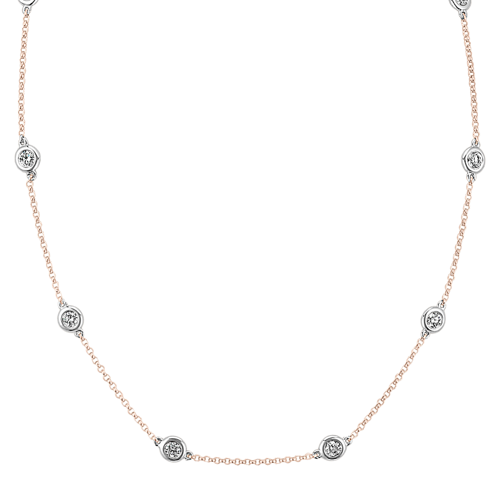 0.75 tcw Bezel-Set Diamond Station Necklace