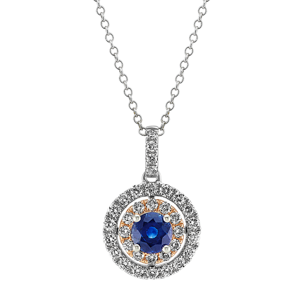 Two-Tone Sapphire and Diamond Pendant (22 in)
