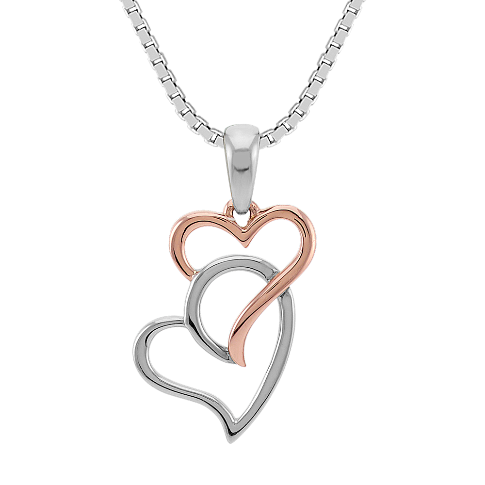 Double Heart Charms Pendant Necklace, 18 - Gold Over Silver