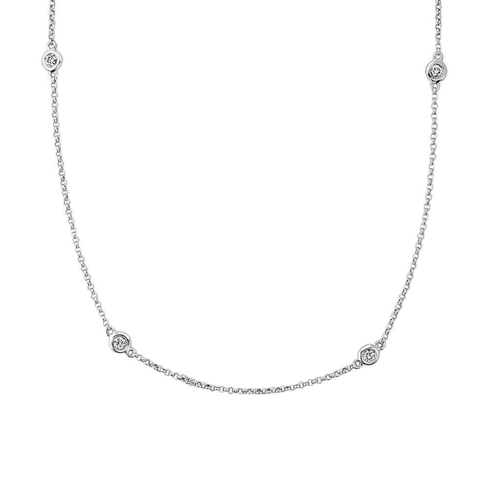 Una Bezel-Set Natural Diamond Necklace in 14K White Gold (18 in)