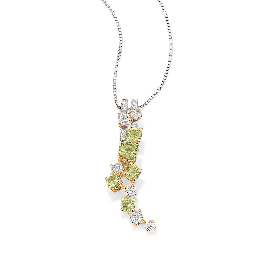 Verdi Peridot, Green Quartz & Diamond Pendant