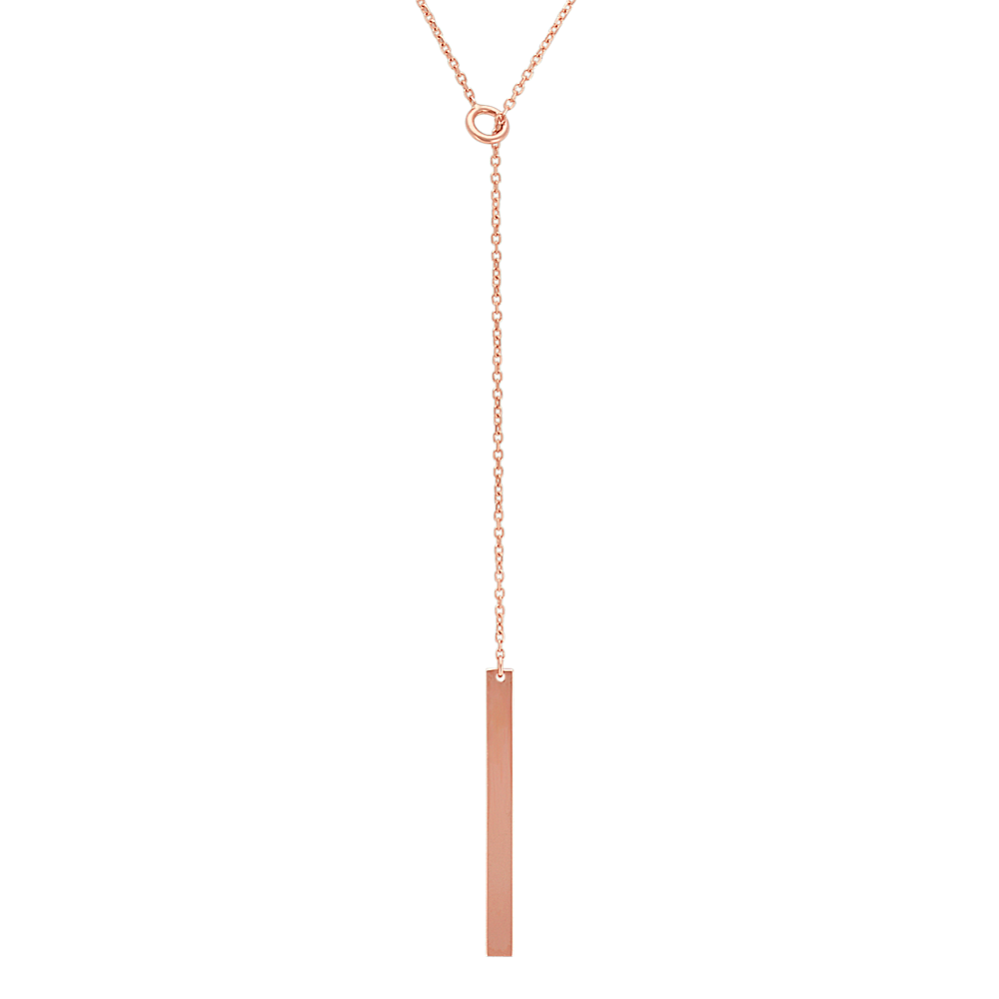 Vertical Bar Lariat Necklace in 14k Rose Gold (20 in)