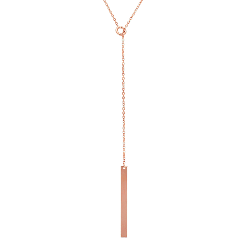 Vertical Bar Lariat Necklace in 14k Rose Gold (20'')