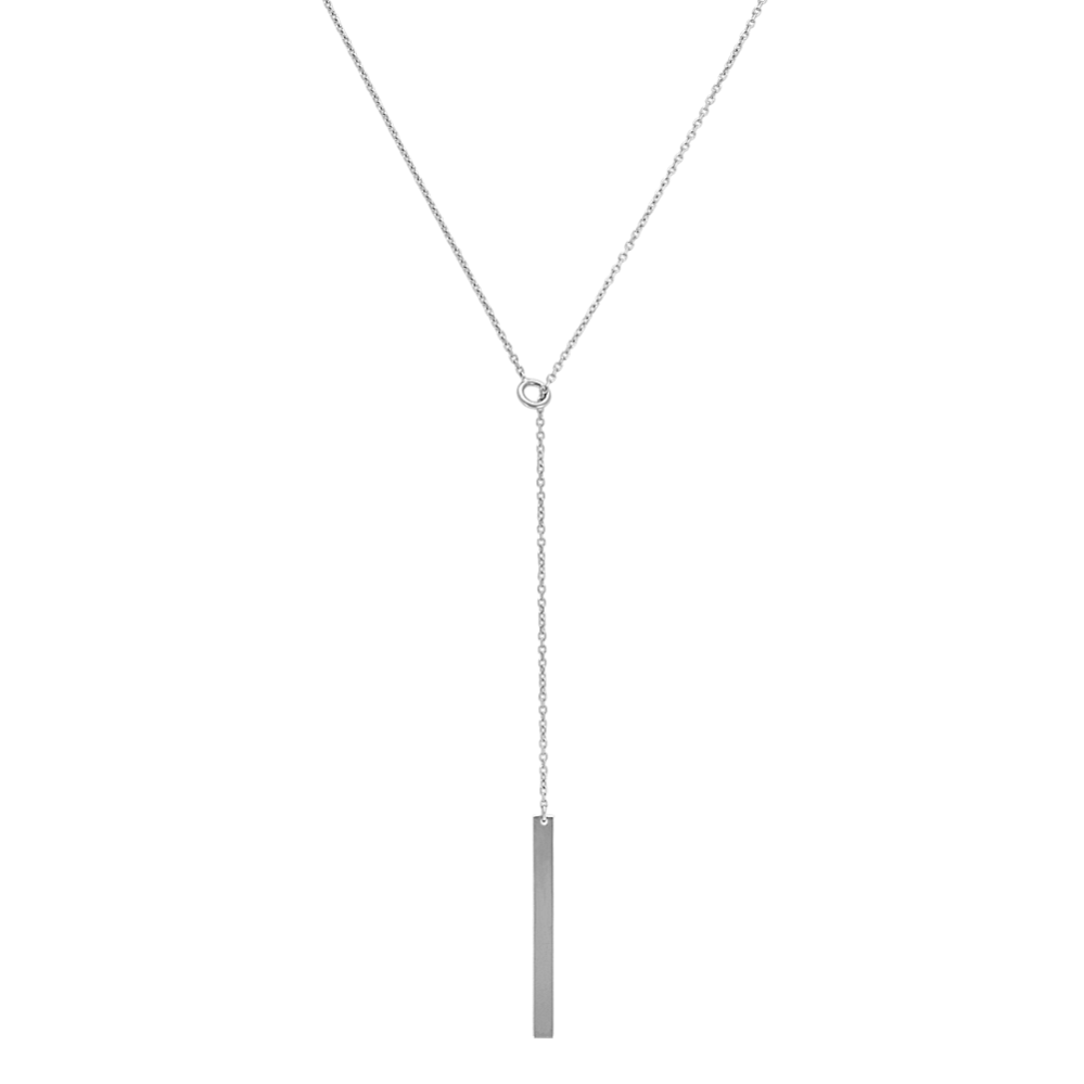 Vertical Bar Lariat Necklace in 14k White Gold (20 in)