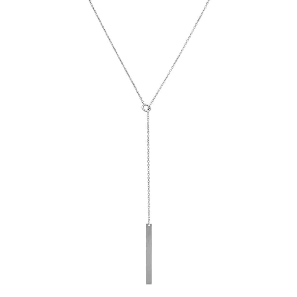 Vertical Bar Lariat Necklace in 14k White Gold (20'')