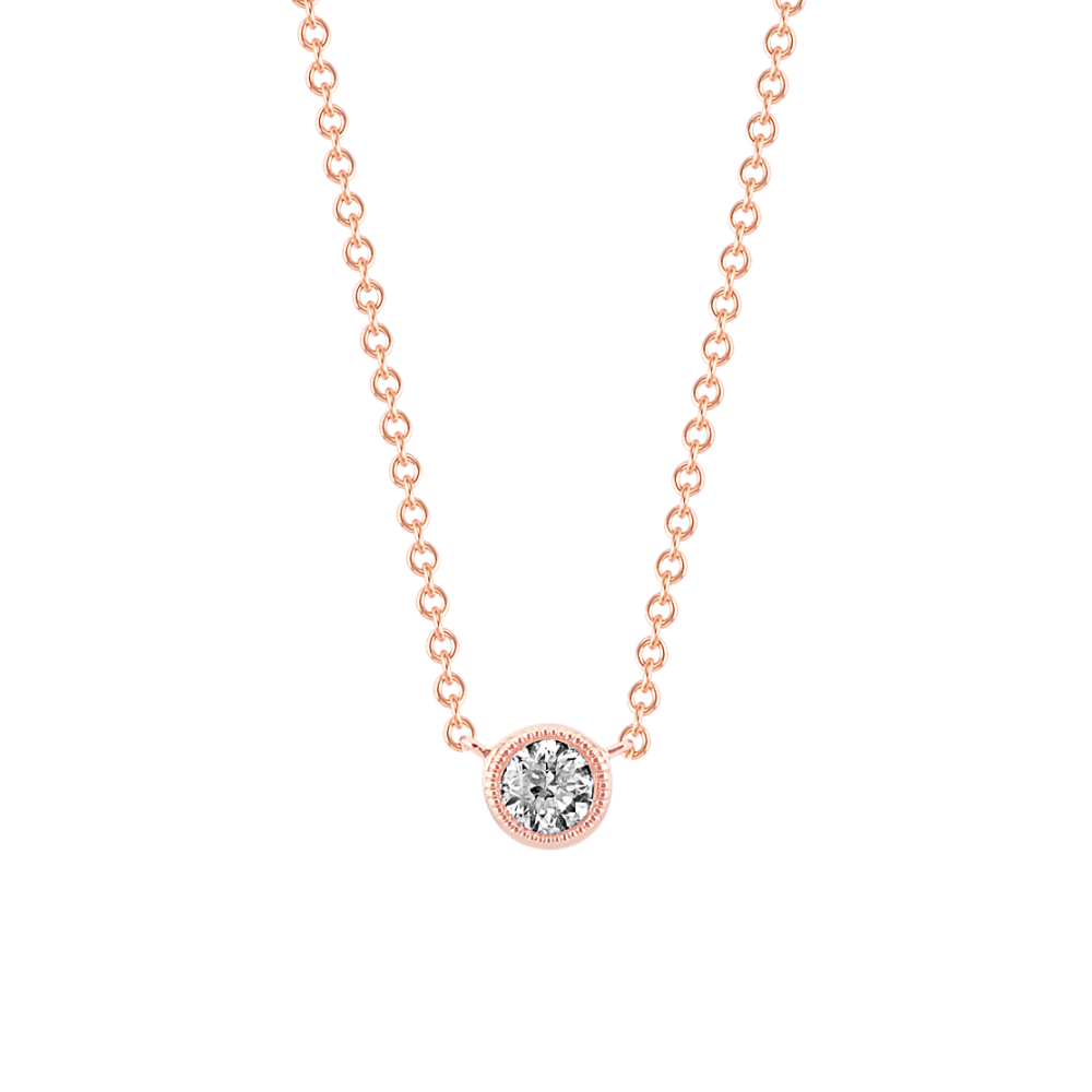 Vespera Vintage Bezel-Set Natural Diamond Necklace in 14K Rose Gold (18 in)