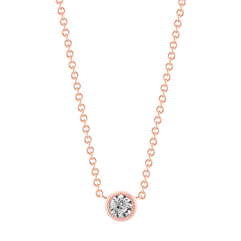 Vespera Vintage Bezel-Set Diamond Necklace in 14K Rose Gold (18 in)