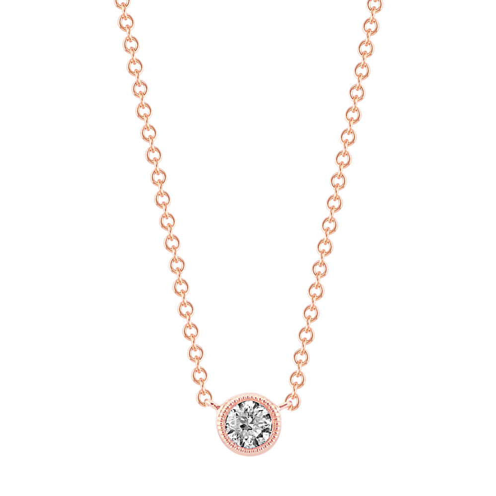 Vespera Vintage Bezel-Set Diamond Necklace in 14K Rose Gold (18'')