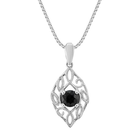 Vintage Black Sapphire Pendant In Sterling Silver 20 Shane Co - Black Sapphire Pendant Necklace