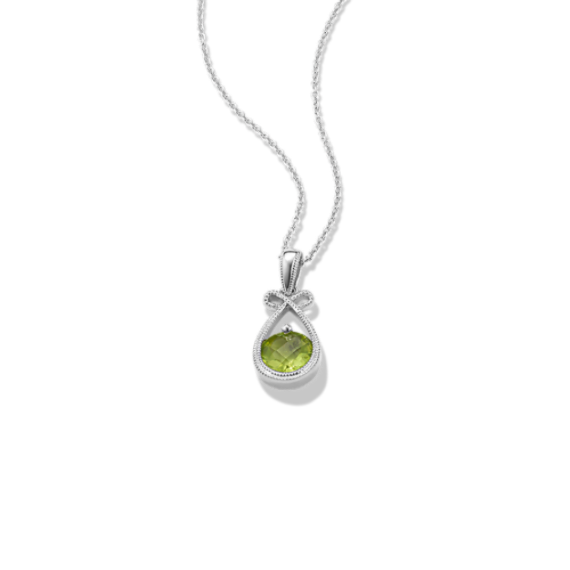 Peridot Bow Pendant in Sterling Silver