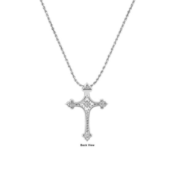 Esperanza Diamond Cross Pendant in 14K White Gold 18 in