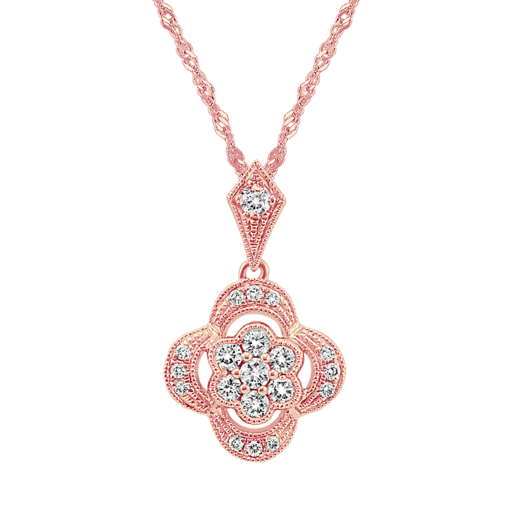 Vintage Diamond Floral Pendant (20'')