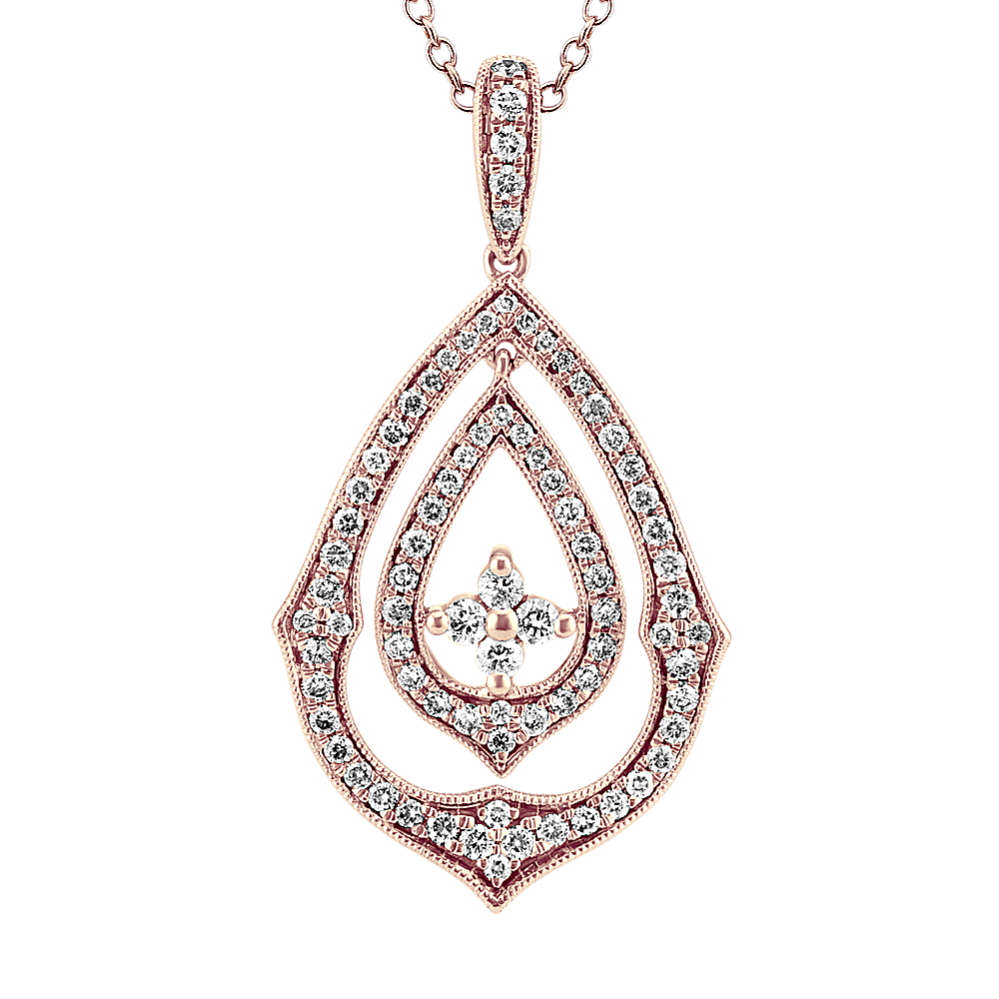 Vintage Diamond Pendant 14k Rose Gold (24 in)